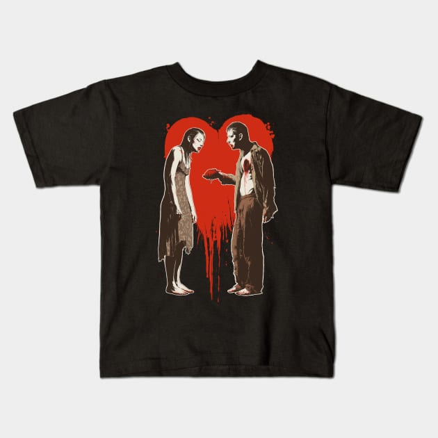 Zombie Romance Kids T-Shirt by Moutchy